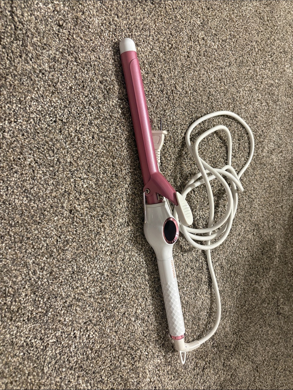 3/4 inch. Pink and White Curling Iron